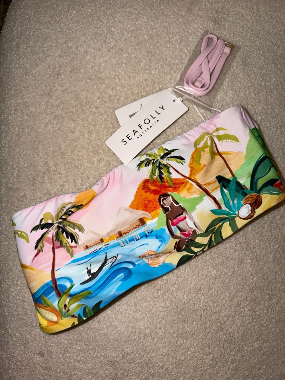 Seafolly Tropical Bandeau Bikini Top - Multicolor Print